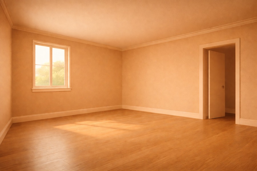 Monochrome room with walls ceiling and trim painted one color
