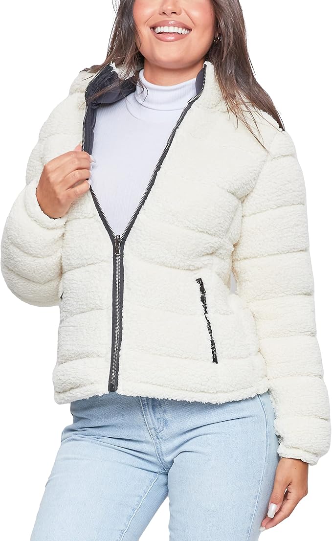 YMI womens Women's Junior Faux Leather Sherpa Lined Jacket 