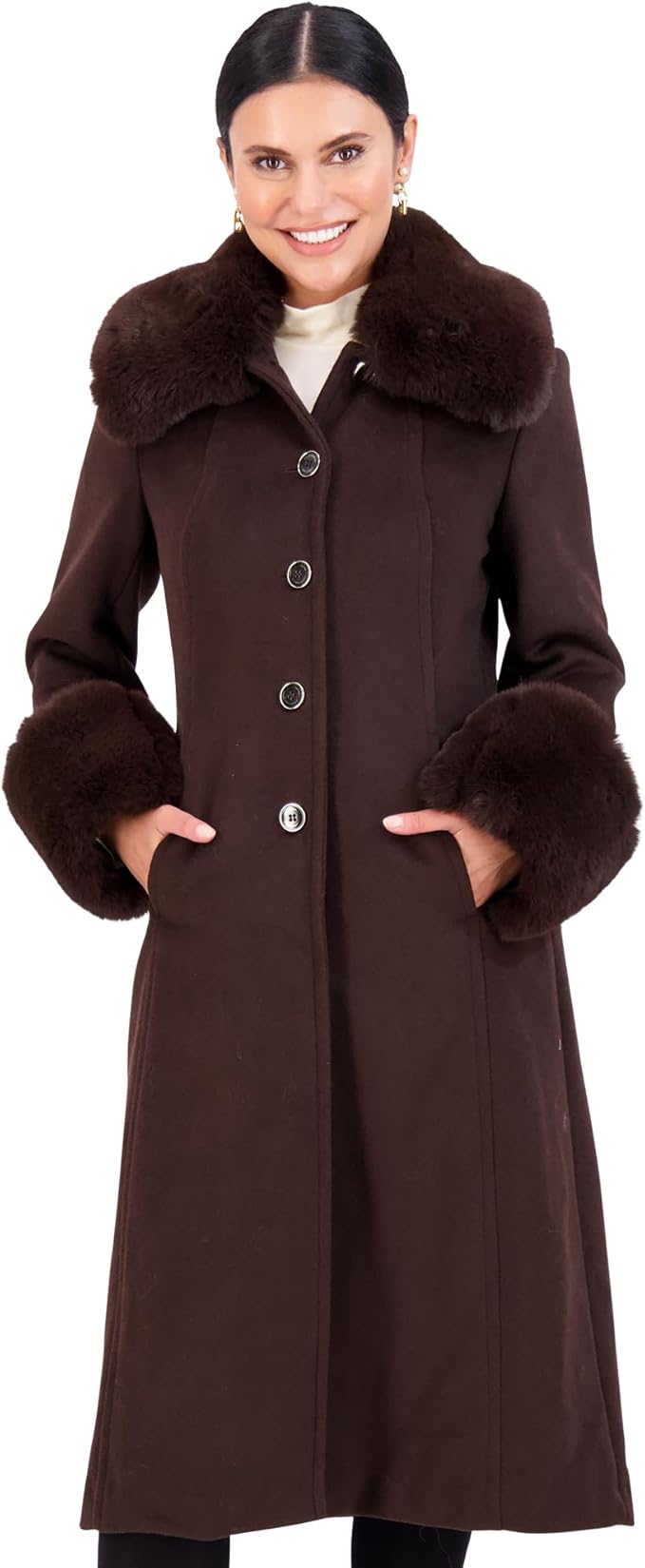 Vince Camuto Trench Coat Women, Wool Coats Women with Fur, Peacoat Womens 